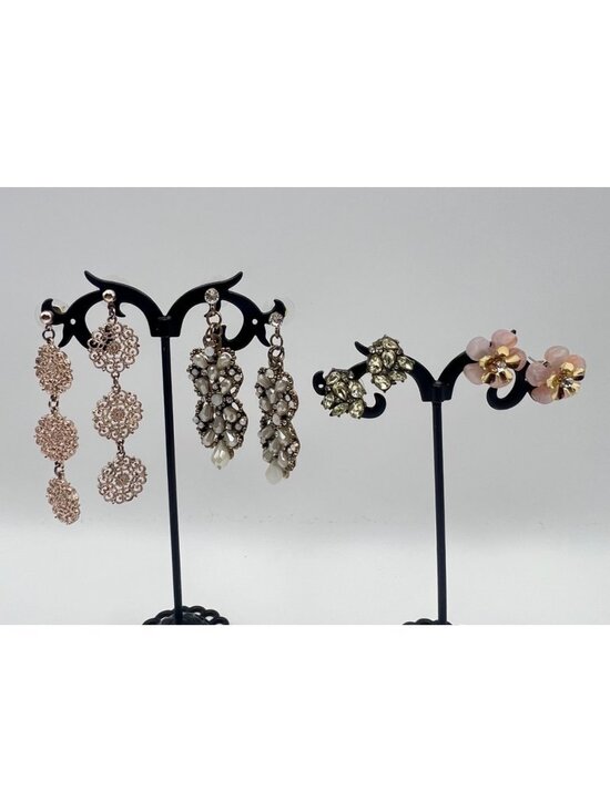 BaubleBar Jewelry - Lot Of 4 Pierced Earrings Baublebar Dangle Stud Gold Rose Tones Floral Beaded